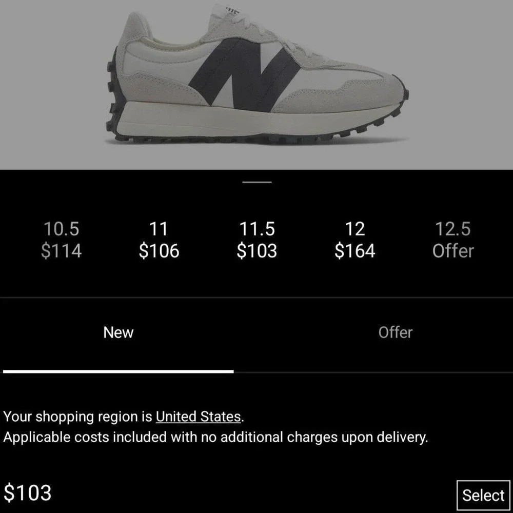 New Balance 327 MS327FE Sea Salt/ Black Men's- 11.5 US - Picture 8 of 8